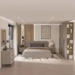 Тумба прикроватная мягкая, стекло прозрачное, ножки черные ГРЕЙС752