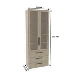 Шкаф книжный с тремя ящиками со стеклом L213S с подсветкой