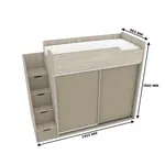 Кровать-чердак  с лестницей комодом L905, 90x190 L/R