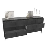 Комод мягкий, стекло прозрачное, ножки черные ГРЕЙС786