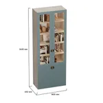 Шкаф книжный со стеклом, фрезерованные фасады в эмали с подсветкой LE214S