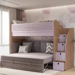 Кровать-чердак A916 с диваном Bergamo, 90x200 L/R