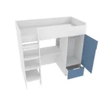 Кровать-чердак с рабочей зоной, фасады в эмали LE909, 90x190 L/R