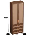 Шкаф книжный/для одежды с тремя ящиками, фасады натуральный ротанг L213