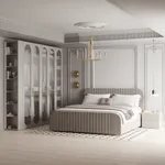 Шкаф двухдверный узкий, фрезерованные фасады в эмали LE210.44-1