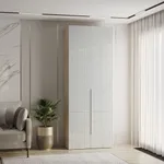 Шкаф книжный, фрезерованные фасады в эмали LE214