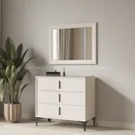 Комод мягкий, стекло прозрачное, ножки черные ГРЕЙС793