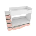 Кровать двухъярусная с лестницей комодом, фасады в эмали LE904, 90x190 L/R