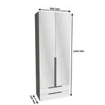 Шкаф 2 дверный с ящиками с зеркалом, фасады в эмали LE-211.44Z