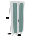 Шкаф двухдверный узкий, фрезерованные фасады в эмали LE210.44-1