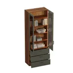 Шкаф книжный с тремя ящиками со стеклом L213S с подсветкой