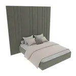 Cпальня с мягкой стеновой панелью и кроватью подиумом 2