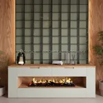 Тумба ТВ навесная с электрокамином, фасады в эмали LE551.450