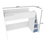 Кровать-чердак  с лестницей комодом, фасады в эмали LE907, 90x200 L/R