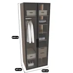Шкаф для спальни с полками и штангой с подсветкой R210.60-4