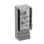 Шкаф книжный с тремя ящиками со стеклом LG213S с подсветкой