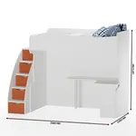 Кровать-чердак с рабочей зоной и лестницей P907, 90x200
