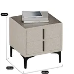 Тумба прикроватная мягкая, стекло прозрачное, ножки черные ГРЕЙС752