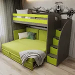 Кровать чердак с раскладным диваном для мальчика