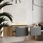 Тумба ТВ навесная с электрокамином, фасады в эмали LE548.451