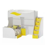 Кровать двухъярусная угловая со столом и лестницей комодом P909, 90x200