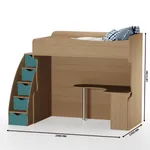 Кровать-чердак с рабочей зоной и лестницей P907, 90x200