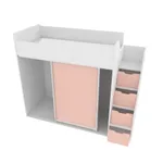 Кровать-чердак  с лестницей комодом, фасады в эмали LE905, 90x190 L/R