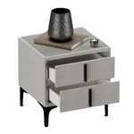 Тумба прикроватная мягкая, стекло прозрачное, ножки черные GRACE752