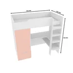 Кровать-чердак с рабочей зоной, фасады в эмали LE909, 90x190 L/R