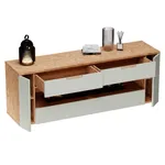 Тумба ТВ навесная с электрокамином, фасады в эмали LE551.450