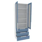 Шкаф книжный с тремя ящиками со стеклом, фасады в эмали LE213S