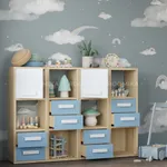 Cтеллаж сквозной книжный на 12 ниш с фасадами и ящиками E803 4 шт