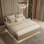 Cпальня с мягкой стеновой панелью и кроватью подиумом 3