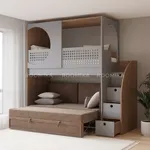 Кровать-чердак A914 с диваном Bergamo, 90x200 L/R