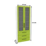 Шкаф книжный с тремя ящиками со стеклом L213S