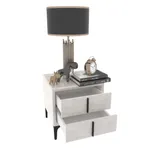 Тумба прикроватная мягкая, стекло прозрачное, ножки черные ГРЕЙС752