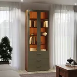 Шкаф книжный с тремя ящиками со стеклом L213S с подсветкой