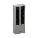 Шкаф книжный с тремя ящиками со стеклом LG213S с подсветкой