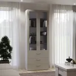 Шкаф книжный с тремя ящиками со стеклом LG213S с подсветкой