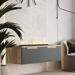 Тумба ТВ навесная с электрокамином, фасады в эмали LE548.451