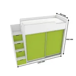 Кровать-чердак  с лестницей комодом L905, 90x190 L/R