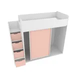 Кровать-чердак  с лестницей комодом, фасады в эмали LE905, 90x190 L/R