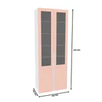 Шкаф книжный со стеклом, фасады в эмали LE214S