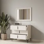 Комод мягкий, стекло прозрачное, ножки черные ГРЕЙС793