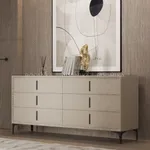 Комод мягкий, стекло прозрачное, ножки черные GRACE786