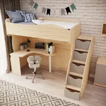 Кровать-чердак с рабочей зоной и лестницей P907, 90x200