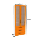 Шкаф книжный с тремя ящиками со стеклом L213S с подсветкой