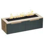 Тумба ТВ навесная с электрокамином, фасады в эмали LE548.451