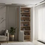 Шкаф книжный, фрезерованные фасады в эмали LE214