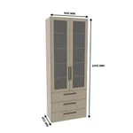 Шкаф книжный с тремя ящиками со стеклом L213S